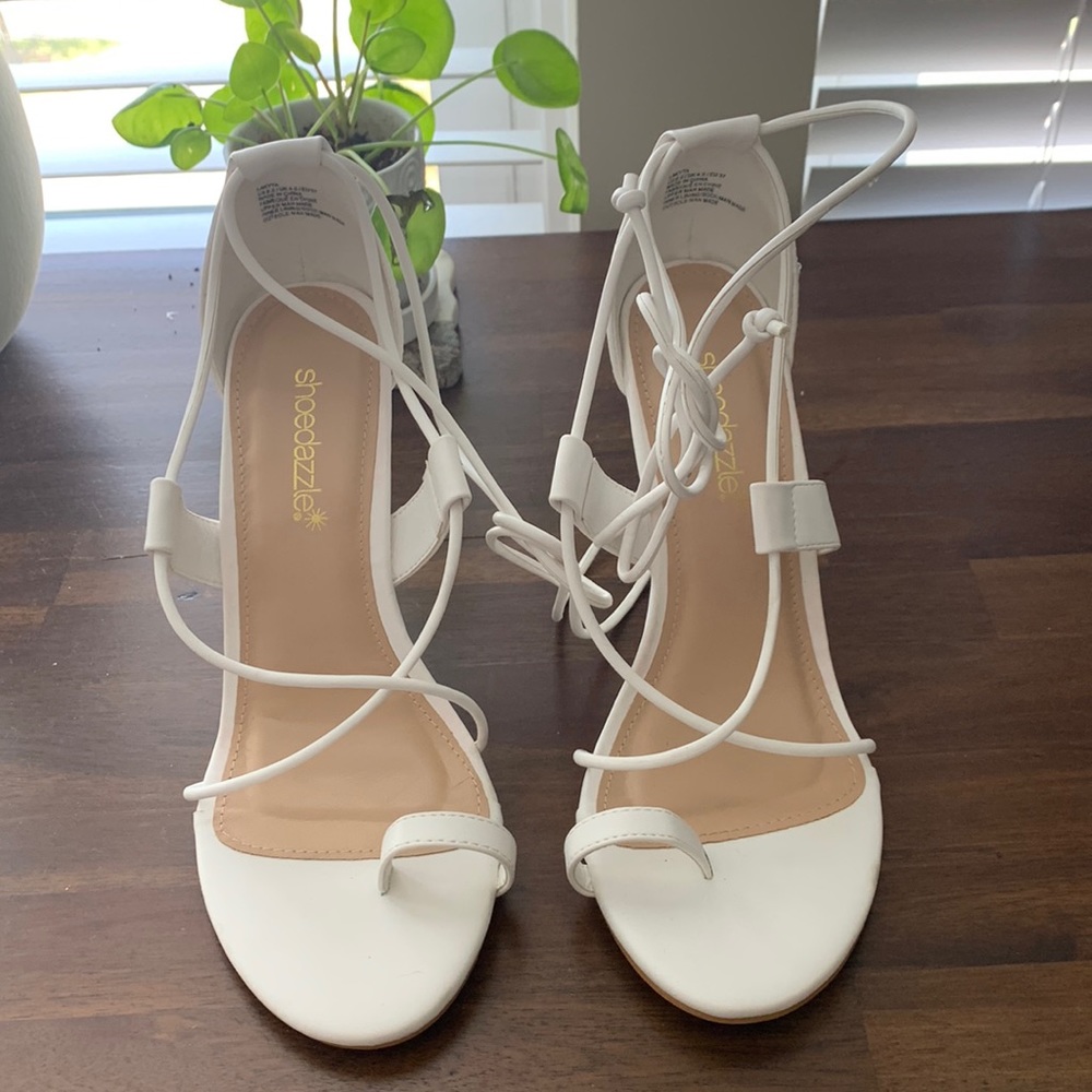 White strap wedges